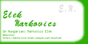 elek markovics business card